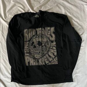 Phil Carpenter Bad Things Philadelphia  Skull Graphic Long Sleeve Tee - Black